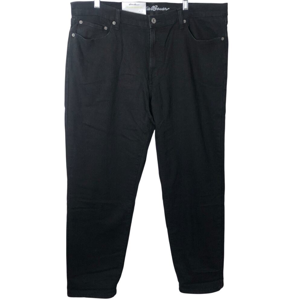 Eddie Bauer NWT Men's Black Flannel Lined Denim Straight Fit Jeans Size 40X32